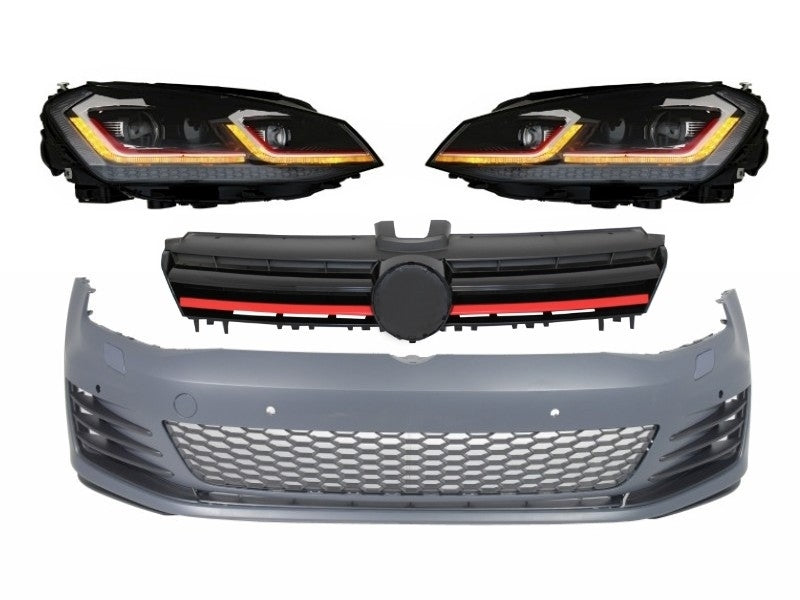 Front bumper suitable for VW Golf VII 7 5G (2013-2017) with LED Headlight Grille 