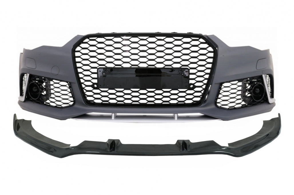 Front Bumper Lip Spoiler Fit For Audi A6 C7 4G 2015-2018