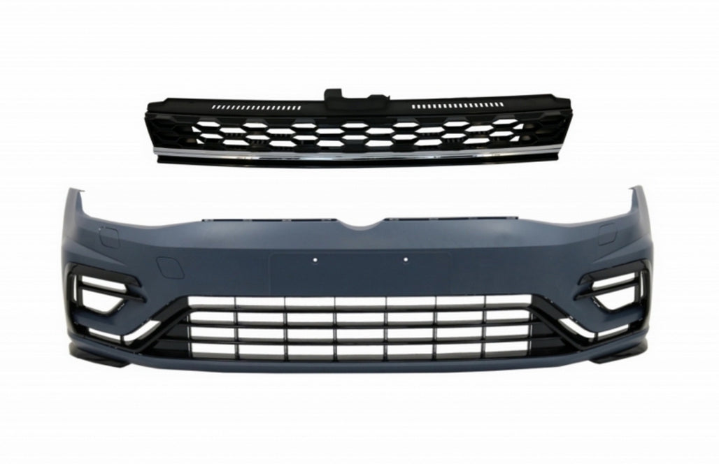 Paraurti anteriore con griglia centrale senza badge cromata adatto per VW Golf 7