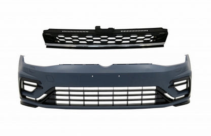 Paraurti anteriore con griglia centrale senza badge cromata adatto per VW Golf 7