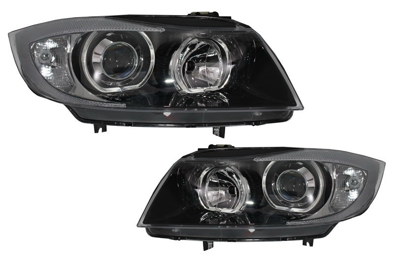 Black Front Bumper and Headlights Fits for BMW 3 Series E90 E91 Pre-LCI 2005-2008 