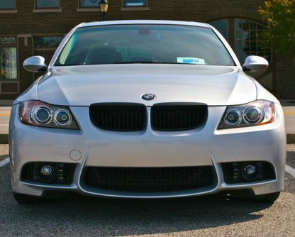 Black Front Bumper and Headlights Fits for BMW 3 Series E90 E91 Pre-LCI 2005-2008 