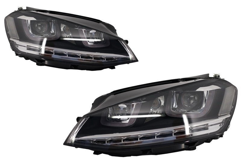 Paraurti anteriore con fari 3D Silver LED adatto per VW Golf VII 7 (2013-2017)