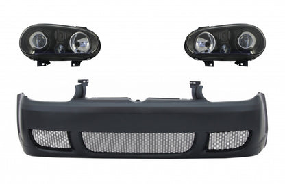 Front bumper with black headlights suitable for VW Golf IV 4 MK4 (10.1997-09.2003) 