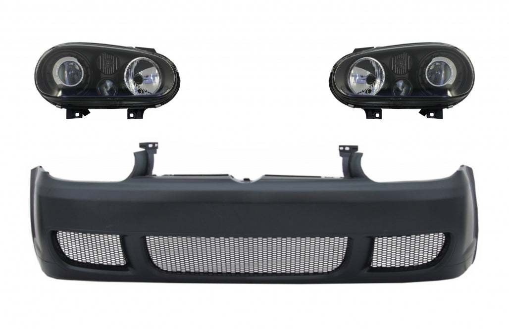 Front bumper with black headlights suitable for VW Golf IV 4 MK4 (10.1997-09.2003) 