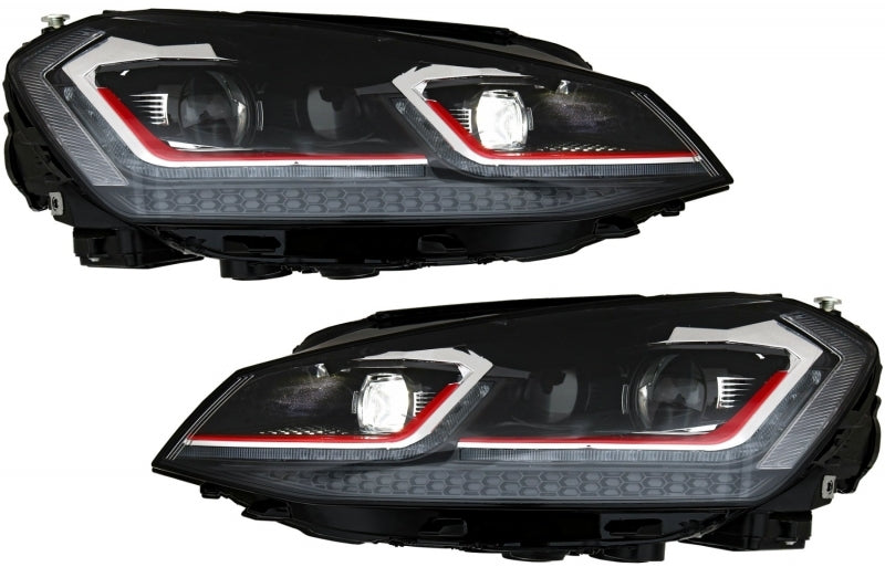 Paraurti anteriore con fari a LED  rosse adatte per VW Golf VII 7 5G (2013-2017)