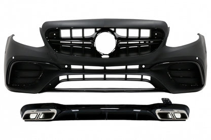 Front bumper with diffuser and exhaust pipe suitable for E W213 (from 20