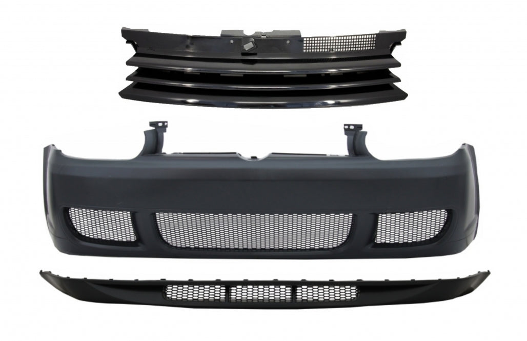 Front Bumper with Spoiler Lip and Central Grille suitable for VW Golf IV 4 