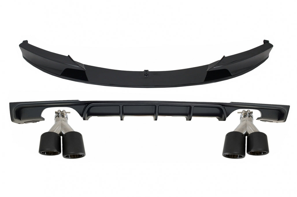 Spoiler anteriore con diffusore doppia uscita e terminali adatti per BMW f30 f3