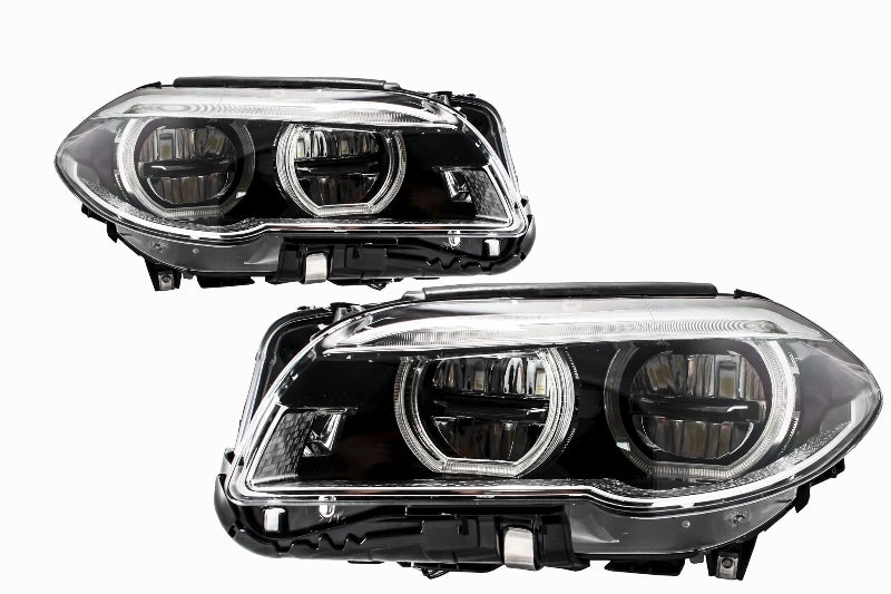 Fari Full LED Angel Eyes adatti per BMW Serie 5 F10 F11 LCI (2014-2017)