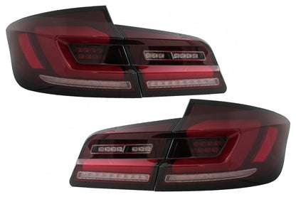 Full LED bar rear lights suitable for BMW 5 Series F10 (2011-2017) Smoke red dynamic sequential turn signal