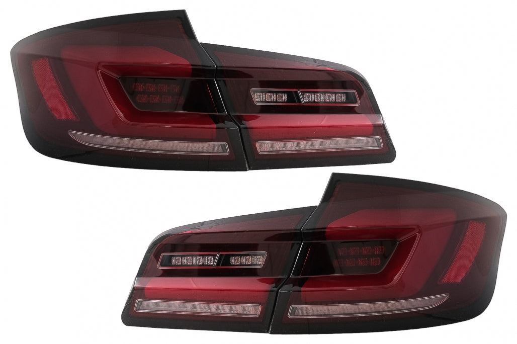 Full LED bar rear lights suitable for BMW 5 Series F10 (2011-2017) Smoke red dynamic sequential turn signal