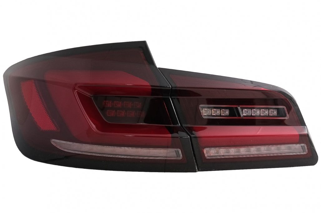 Full LED bar rear lights suitable for BMW 5 Series F10 (2011-2017) Smoke red dynamic sequential turn signal