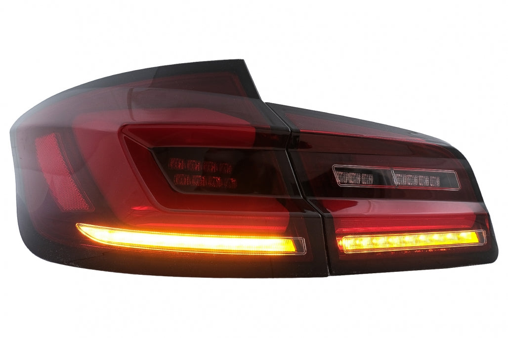 Full LED bar rear lights suitable for BMW 5 Series F10 (2011-2017) Smoke red dynamic sequential turn signal