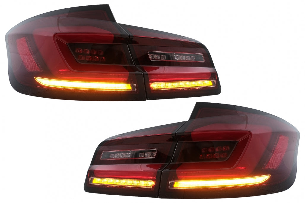 Full LED bar rear lights suitable for BMW 5 Series F10 (2011-2017) Smoke red dynamic sequential turn signal
