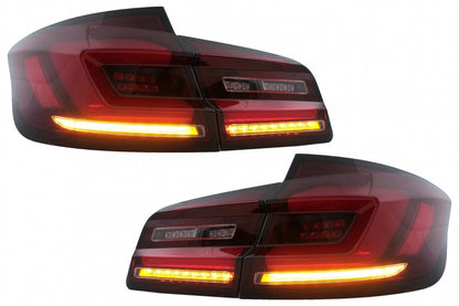 Full LED bar rear lights suitable for BMW 5 Series F10 (2011-2017) Smoke red dynamic sequential turn signal