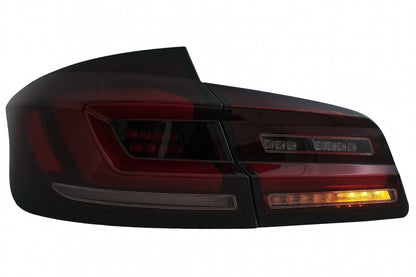 Full LED bar rear lights suitable for BMW 5 Series F10 (2011-2017) Smoke red dynamic sequential turn signal