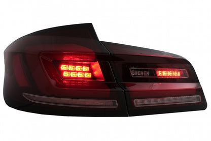 Full LED bar rear lights suitable for BMW 5 Series F10 (2011-2017) Smoke red dynamic sequential turn signal