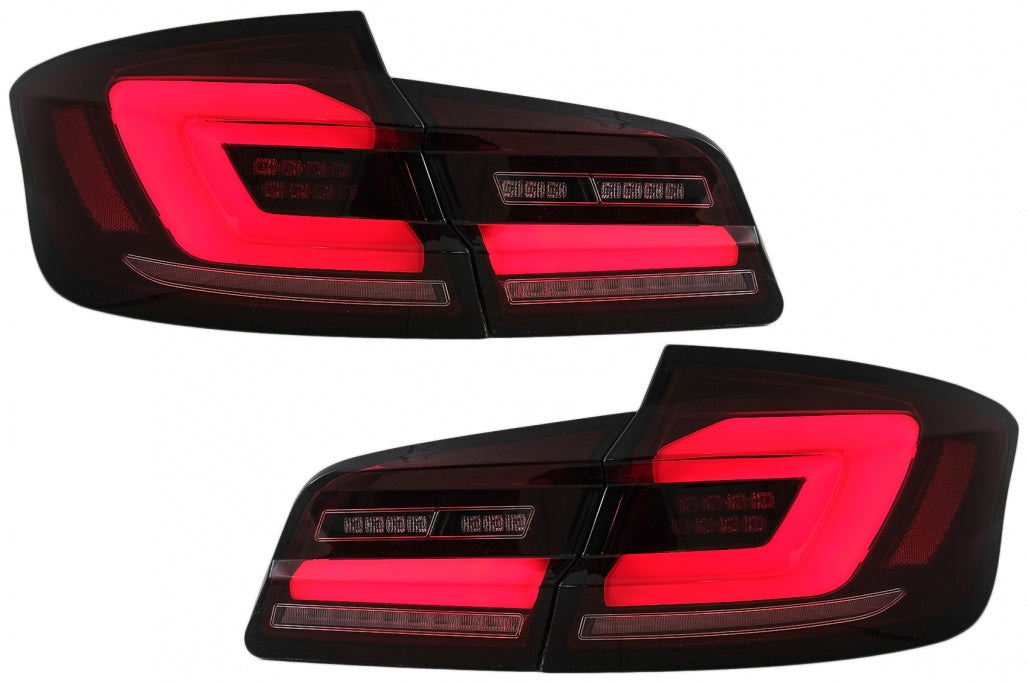 Full LED bar rear lights suitable for BMW 5 Series F10 (2011-2017) Smoke red dynamic sequential turn signal