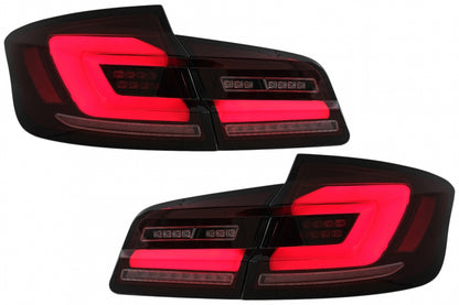 Full LED bar rear lights suitable for BMW 5 Series F10 (2011-2017) Smoke red dynamic sequential turn signal