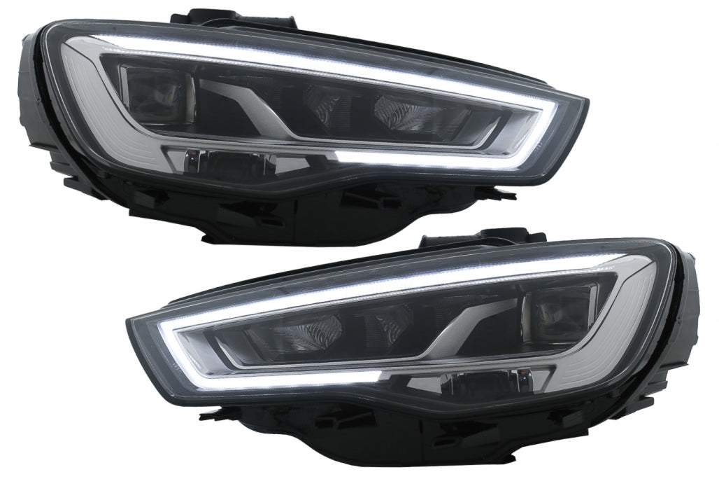 Full LED headlights suitable for Audi A3 8V Pre-Facelift (2013-2016) Halogen upgrade with dynamic sequential cornering lights LHD