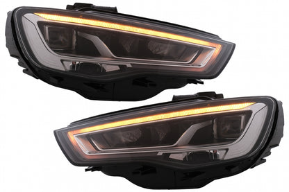 Full LED headlights suitable for Audi A3 8V Pre-Facelift (2013-2016) Halogen upgrade with dynamic sequential cornering lights LHD