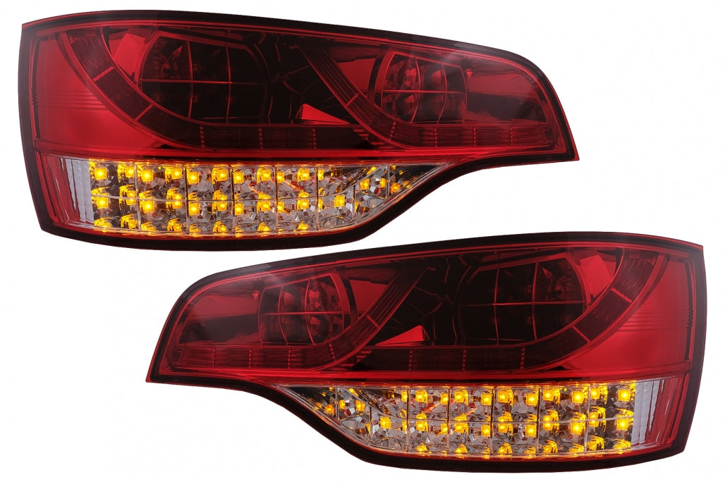 Fanali posteriori Full LED adatti per Audi Q7 4L (2006-2009) Rosso Trasparente