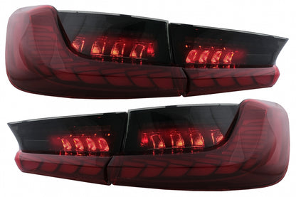 Fanali posteriori Full LED adatti per BMW Serie 3 G20 G28 M3 G80 Berlina (2018-2022) Fumo rosso con luce di svolta sequenziale dinamica