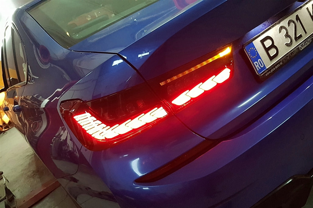 Fanali posteriori Full LED adatti per BMW Serie 3 G20 G28 M3 G80 Berlina (2018-2022) Fumo rosso con luce di svolta sequenziale dinamica