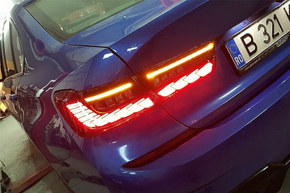 Fanali posteriori Full LED adatti per BMW Serie 3 G20 G28 M3 G80 Berlina (2018-2022) Fumo rosso con luce di svolta sequenziale dinamica