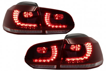 Fanali posteriori FULL LED adatti per VW Golf 6 VI (2008-2013) R20 Design Indicatore di direzione sequenziale dinamico rosso ciliegia (LHD e RHD)