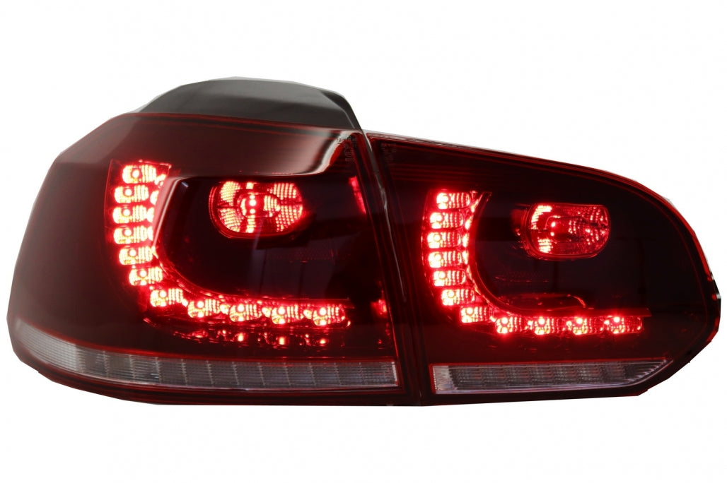 Fanali posteriori FULL LED adatti per VW Golf 6 VI (2008-2013) R20 Design Indicatore di direzione sequenziale dinamico rosso ciliegia (LHD e RHD)