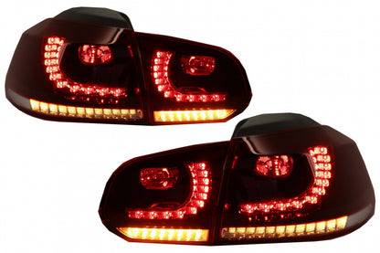 Fanali posteriori FULL LED adatti per VW Golf 6 VI (2008-2013) R20 Design Indicatore di direzione sequenziale dinamico rosso ciliegia (LHD e RHD)