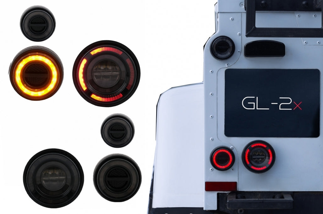 Glohh GL-2X LED Rear Lights Fit For Land Rover Defender L316 (1990-2016) Smoke Dynamic Sequential Cornering Lights