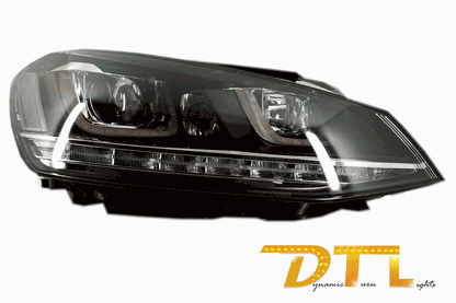 Fari 3D LED DRL adatti per VW Golf 7 VII (2012-2017) Silver R-Line LED Flowing D