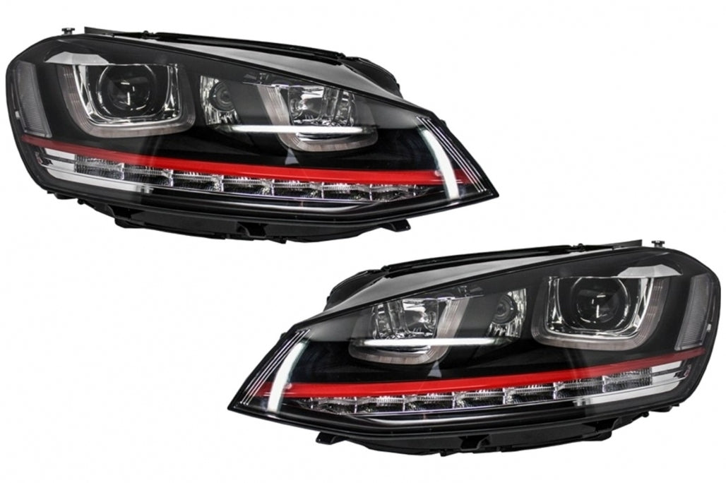 3D LED DRL Headlights fit for VW Golf 7 VII (2012-2017) RED R20 GTI Look LED Lights