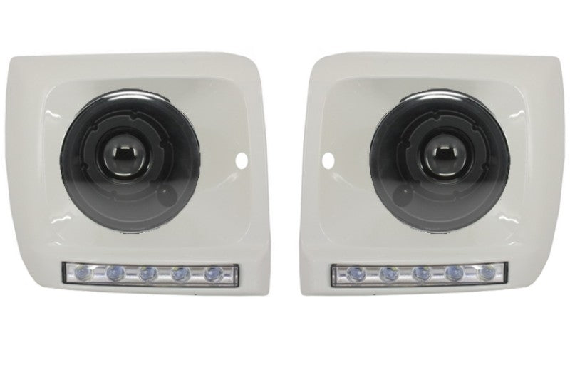 Black Bi-Xenon Headlights with White LED DRL Covers Suitable for Mercedes Class w463 