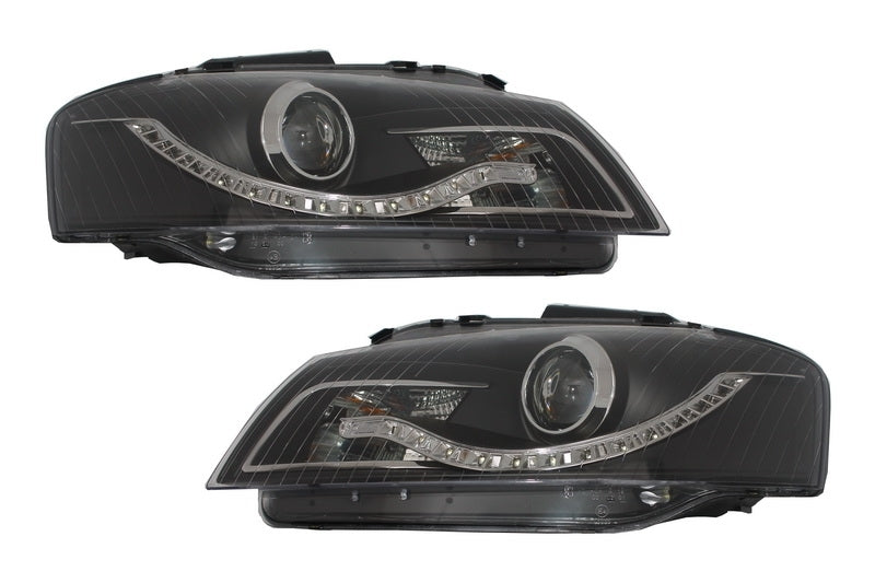DAYLIGHT Headlights suitable for Audi A3 8P (05.2003-03.2008) DRL Black 