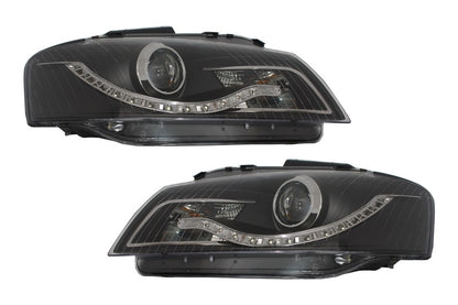 DAYLIGHT Headlights suitable for Audi A3 8P (05.2003-03.2008) DRL Black 