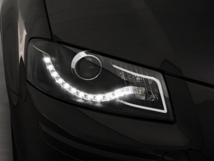 DAYLIGHT Headlights suitable for Audi A3 8P (05.2003-03.2008) DRL Black 