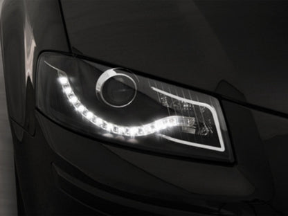 DAYLIGHT Headlights suitable for Audi A3 8P (05.2003-03.2008) DRL Black 