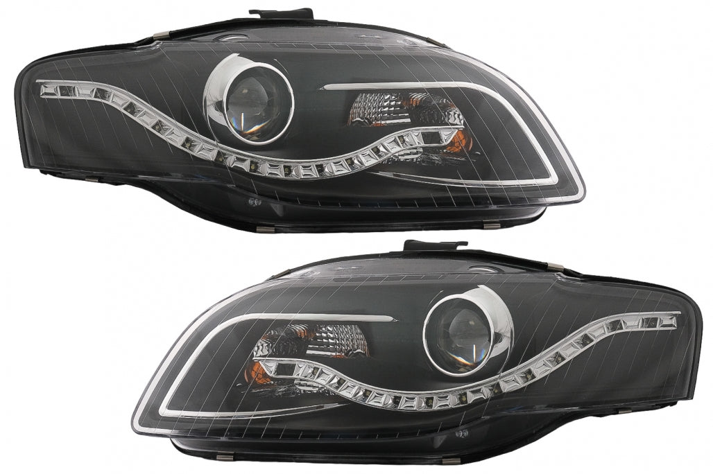 Fari anteriori LED DRL DAYLIGHT adatto per Audi A4 B7 (11.2004-03.2008) Nero