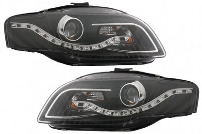 Fari anteriori LED DRL DAYLIGHT adatto per Audi A4 B7 (11.2004-03.2008) Nero