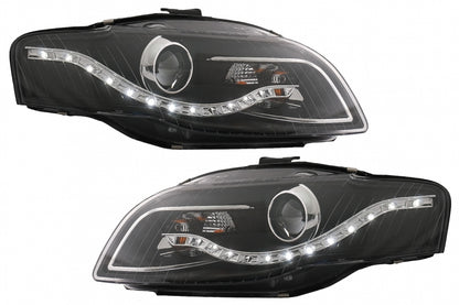 Fari anteriori LED DRL DAYLIGHT adatto per Audi A4 B7 (11.2004-03.2008) Nero