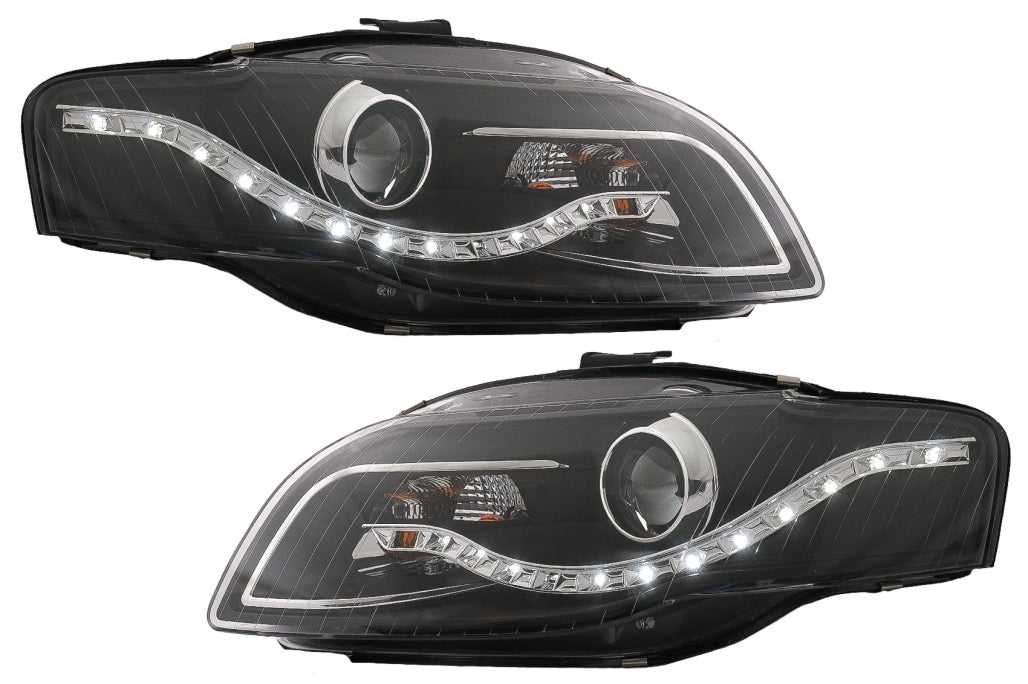 Fari anteriori LED DRL DAYLIGHT adatto per Audi A4 B7 (11.2004-03.2008) Nero
