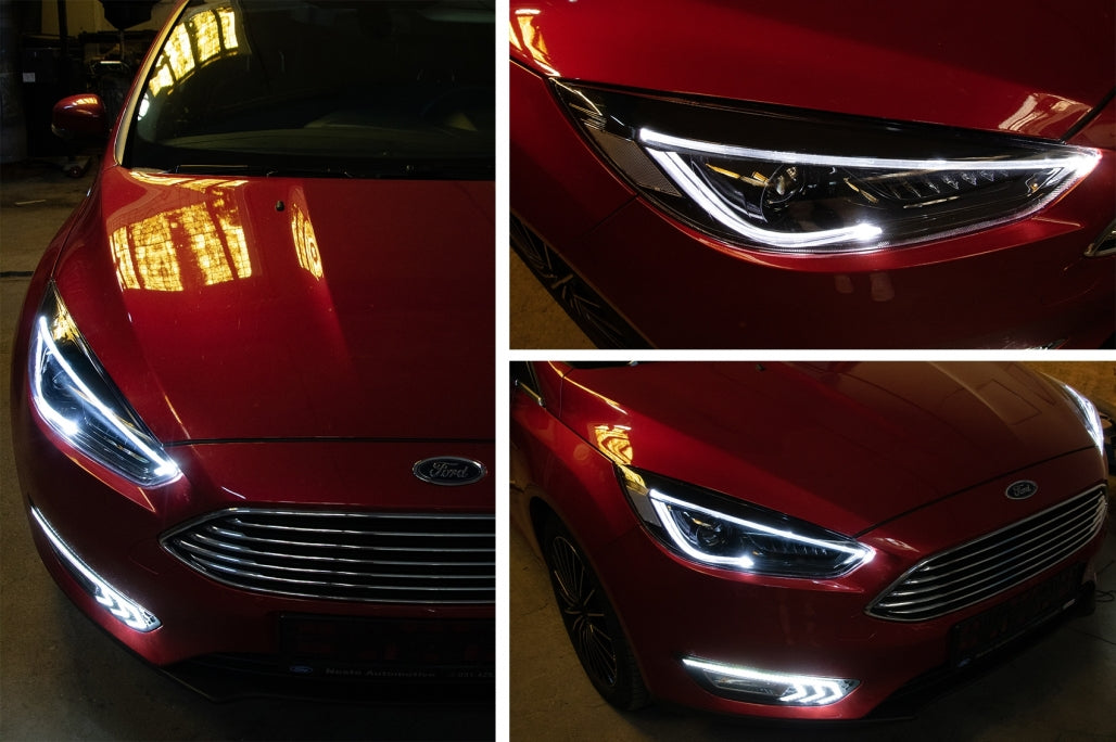 Fari LED DRL adatti per Ford Focus III Mk3 (2015-2017) Design Bi-Xenon