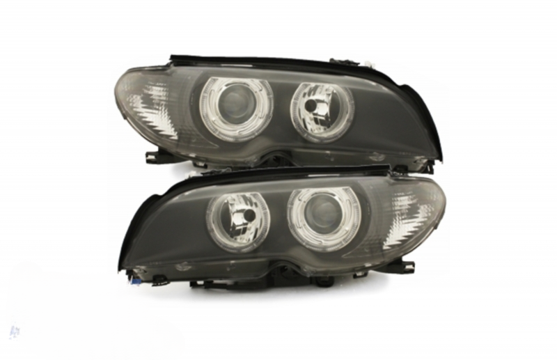 Headlights suitable for BMW E46 Coupe 03-06_2 halo rims_black 