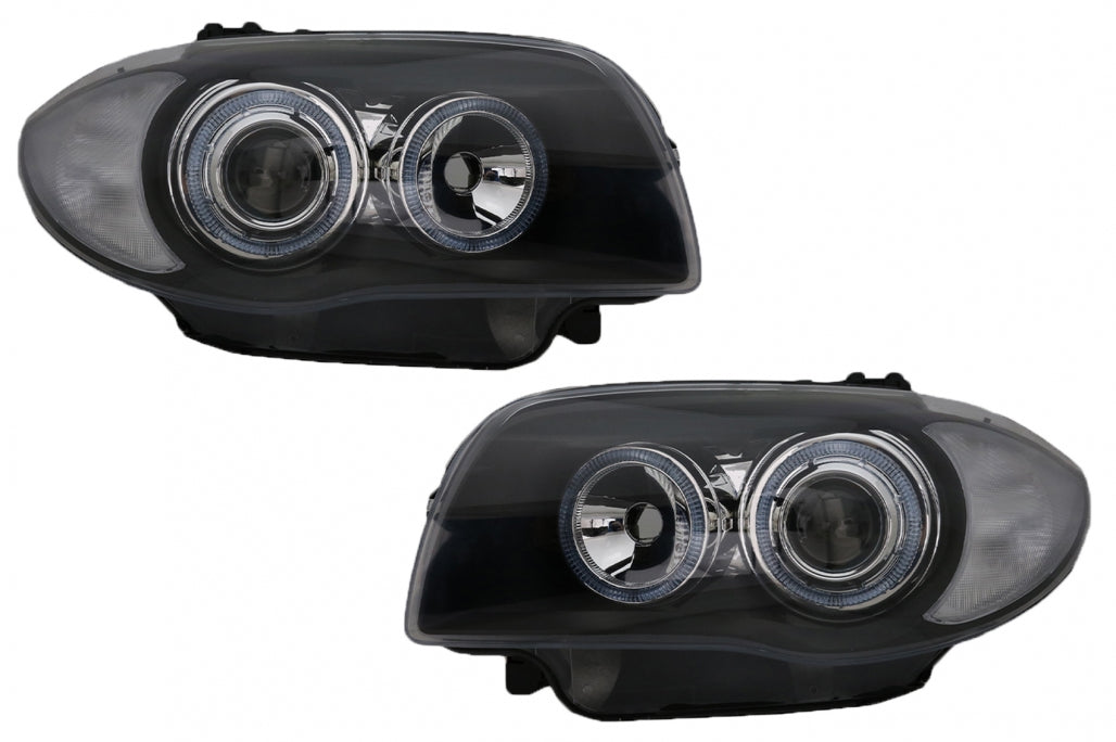 Fari adatti per BMW Seria 1 E81 E82 E87 E88 (2004-2011) Cerchi Angel Eyes 2 NERO