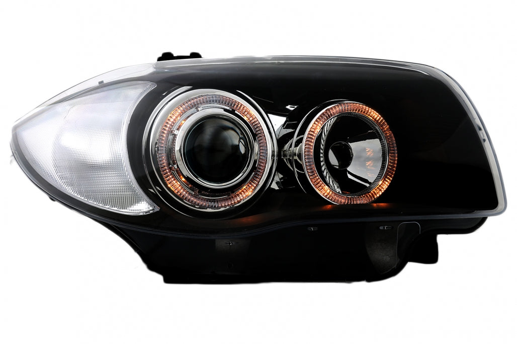 Fari adatti per BMW Seria 1 E81 E82 E87 E88 (2004-2011) Cerchi Angel Eyes 2 NERO