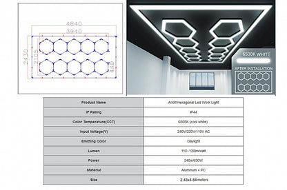 🔆🌟Sistema di illuminazione a soffitto Hexagon HoneyComb 3,94 x 2,10 m🌟🔆
